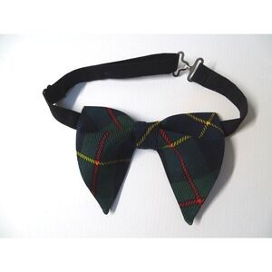 NEW Handmade‎ Mens Blackwatch Bow tie Vintage style 70s Green/Black Adjustable